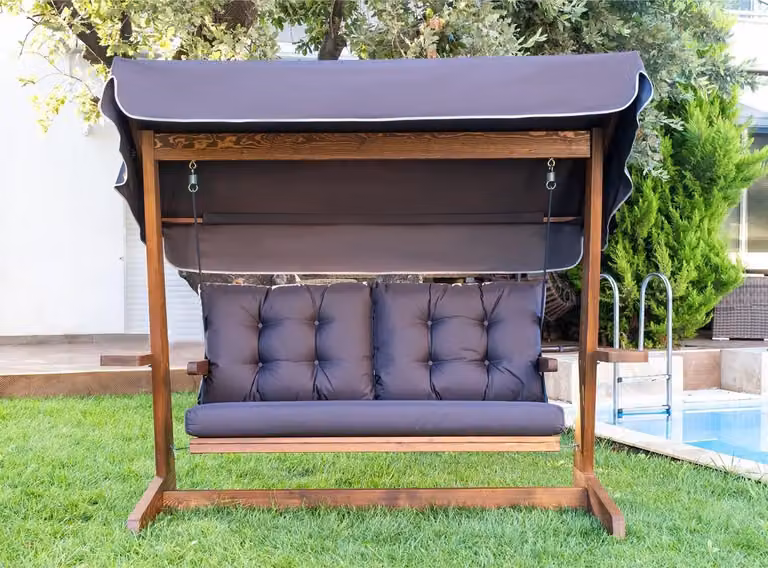 Casa Padrino Luxury Hollywood Swing Viola / Marrone 237 cm - Altalena da giardino