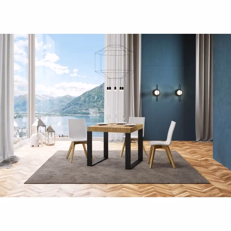 Tavolo allungabile Itamoby moderno in legno e metallo, colore quercia e antracite, L/P: 90 x 90 cm, estensibile fino a 156 cm – 2