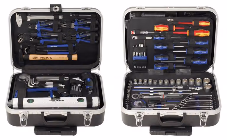 Projahn Werkzeug Trolly Set 130-tlg, Nuss Satz Ratschen Schrauberbits mit Rollen