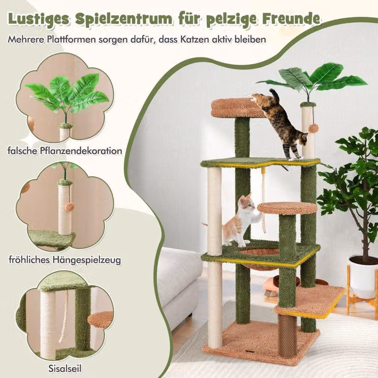 Tiragraffi per gatti domestici alto 152 cm, torre per gatti a più piani con pali in sisal