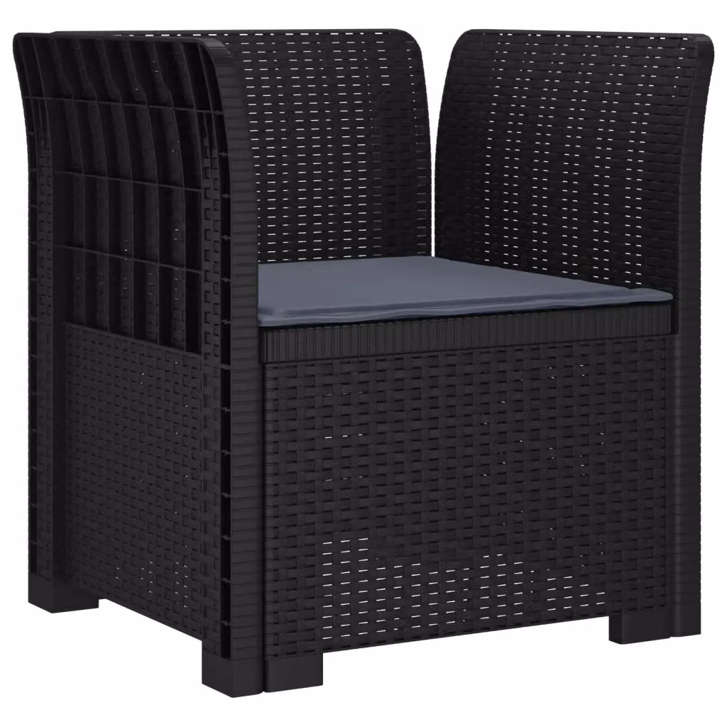 Poltrona da giardino a 1 posto con cuscino in design rattan moderno, colore antracite – 2