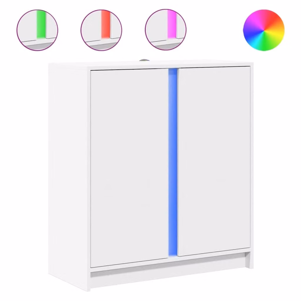 Credenza con LED Bianca 77x34x85 cm in Legno Multistrato