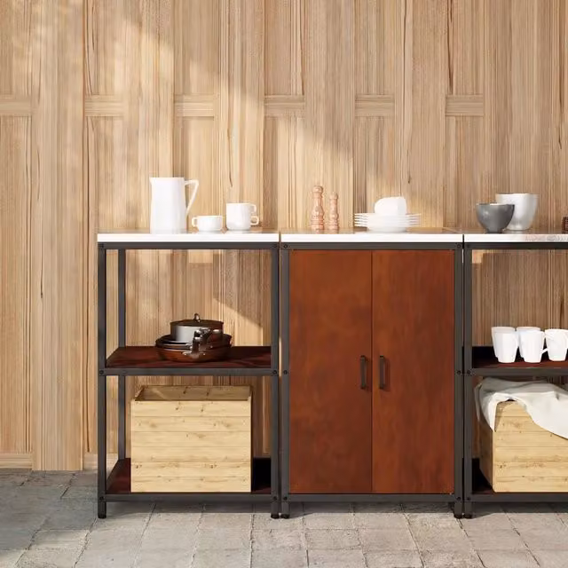 Set di Stoccaggio per Cucina 2 pz-Armadietto Cucina Ruggine acciaio corten 640027