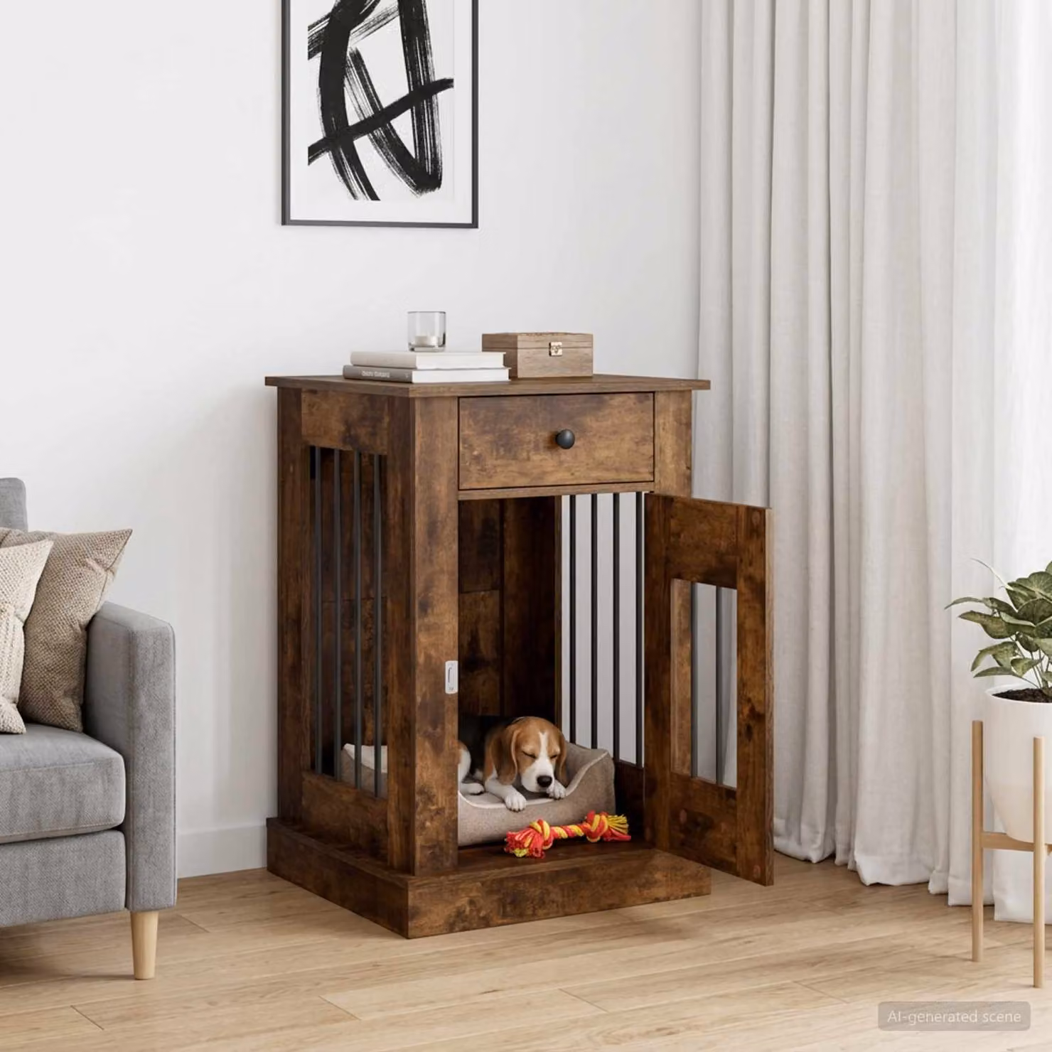 Mobile da cassa per cani vidaXL in Rovere Fumo, L 50 x P 47,5 x H 80 cm