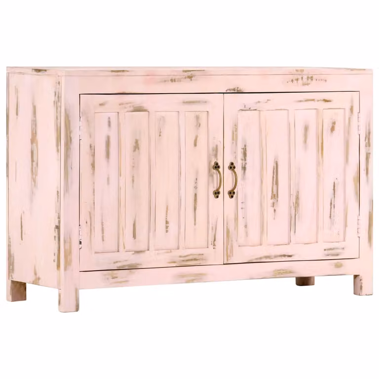 vidaXL Credenza Rosa chiaro 110x35x70 cm Legno massiccio Mango
