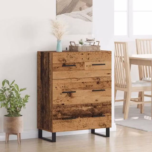Credenza con Cassetto-Buffet-Armadio da cucina Legno vecchio 69,5 x 34 x 90 cm 576066