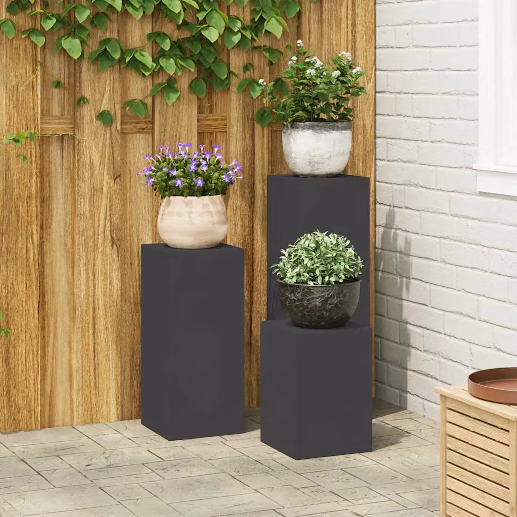 vidaXL Supporto per piante 3 pz Nero 24 x 24 x 75 cm