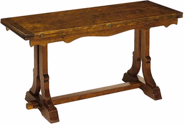 Tavolo rustico a libro in legno di noce marrone Mobili 2G L: 160 cm, P: 60 cm, H: 78 cm – 1
