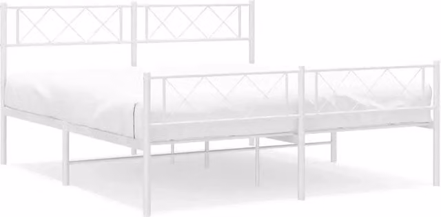 Letto matrimoniale Design In con testiera e pediera in metallo bianco L/P/H: 150 x 200 x 90 cm – 1