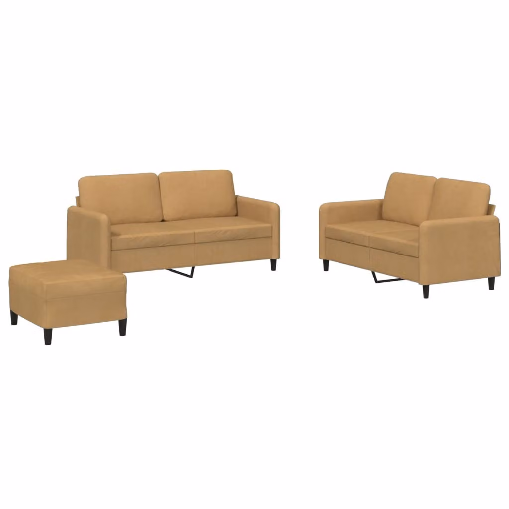 Set di Divani 3 pz Marrone in Velluto