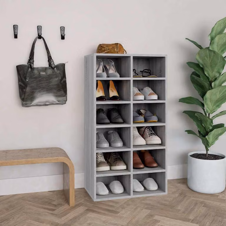 Scarpiera moderna vidaXL in legno multistrato Grigio Sonoma L: 54 cm, P: 34 cm, H: 100,5 cm