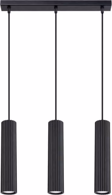 Lampada a sospensione moderna Pure Lume nera in metallo con 3 tubi GU10, altezza regolabile e dimmerabile