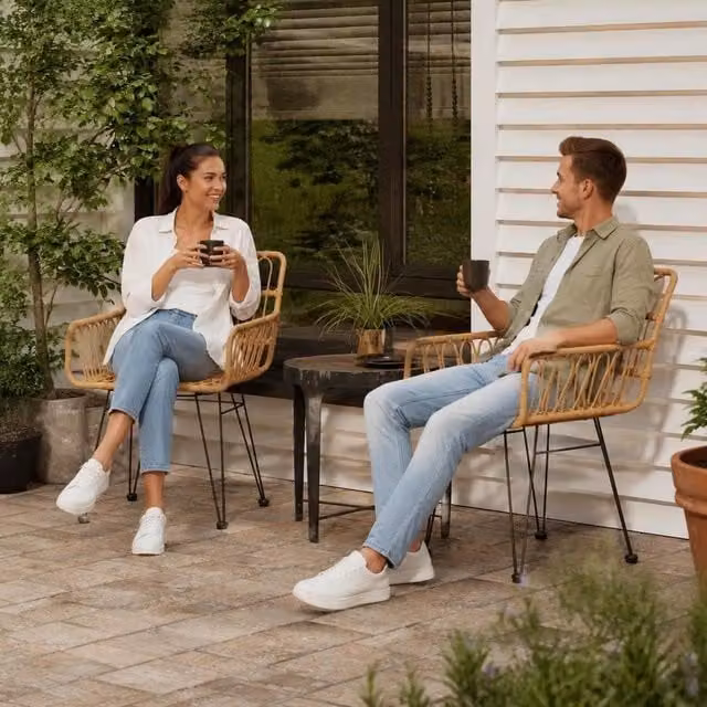 Garden Chairs, Set Of 2, With Armrests, 56x64x80 Cm, PE Rattan