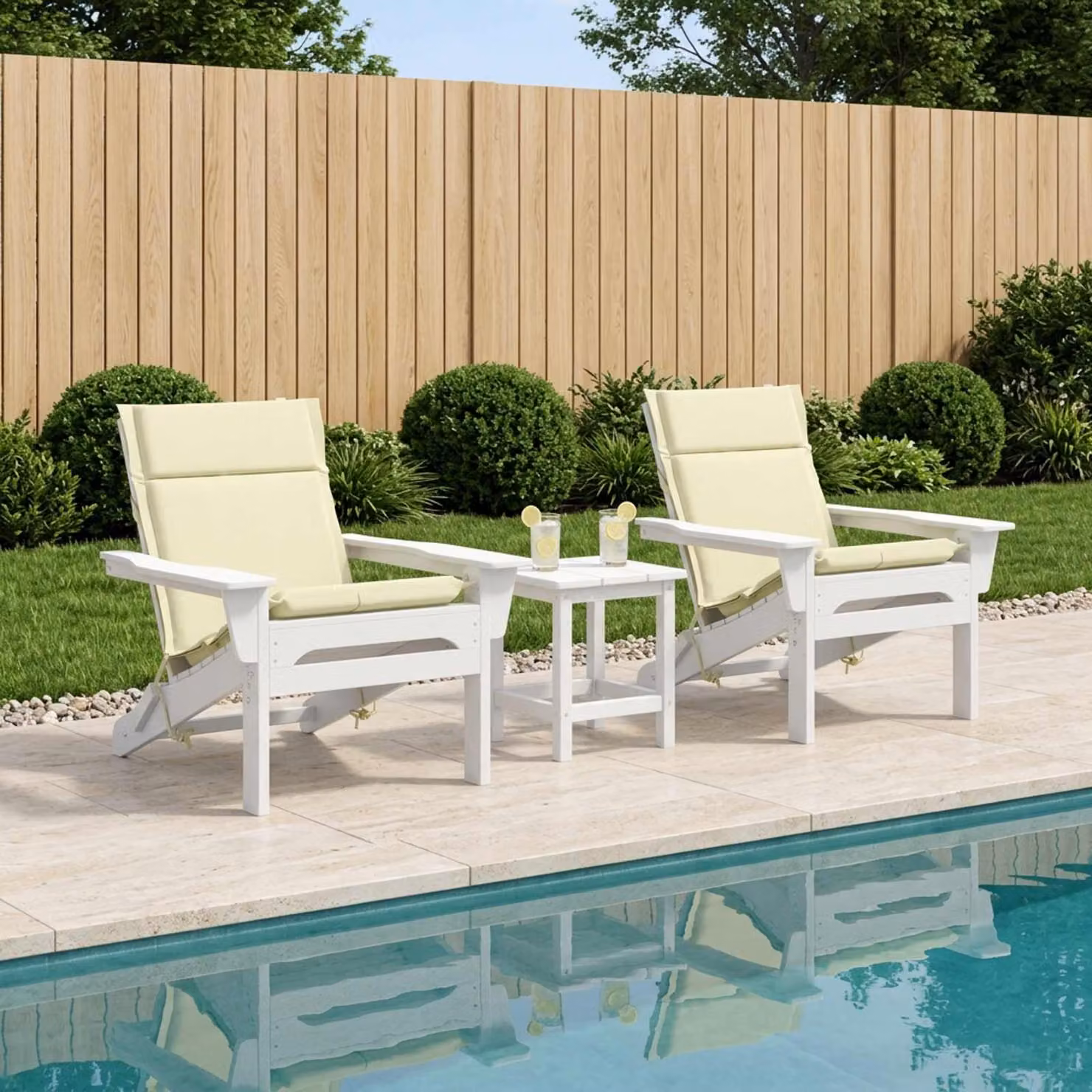 Set di 2 cuscini per sedia alta vidaXL GEMERT in poliestere beige con fodera rimovibile e resistente ai raggi UV