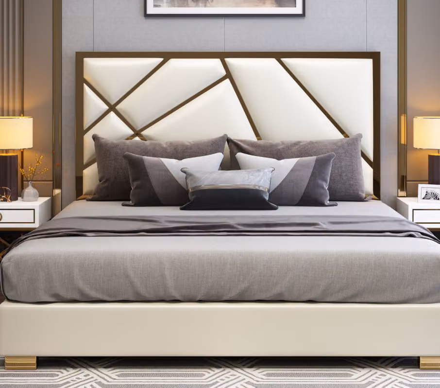 Bett Polster Design Luxus Doppel Hotel Betten Schlaf Zimmer Leder 180x200cm