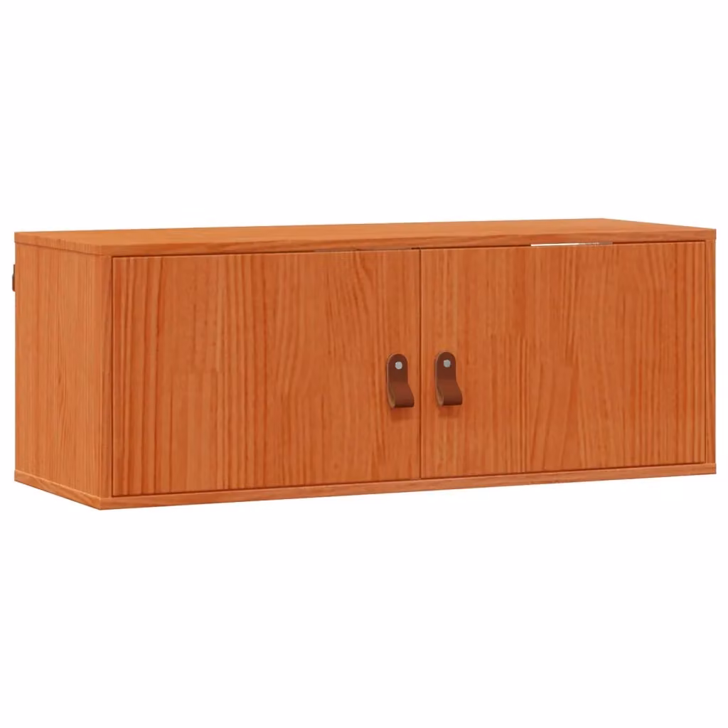 Set di 2 armadietti a muro vidaXL in legno di pino marrone con ante a battente e ripiani interni L/P/H: 80 x 30 x 30 cm – 2