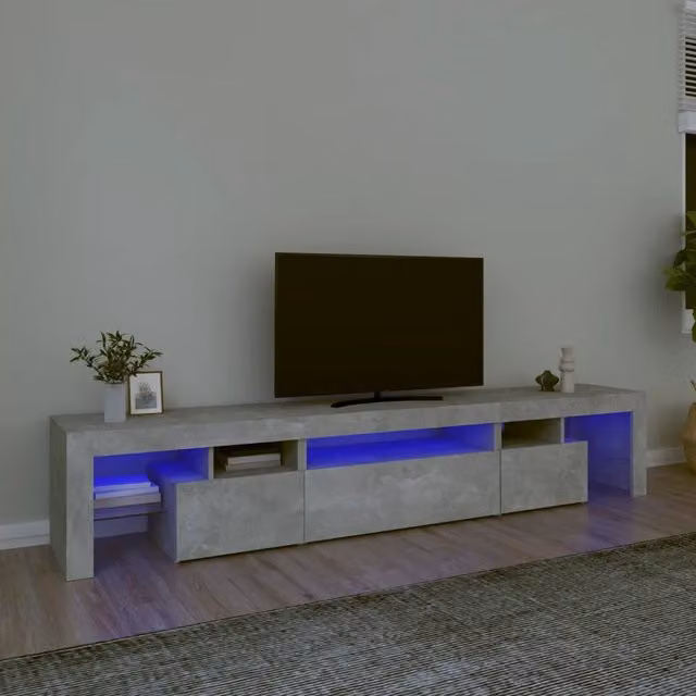 Mobile Porta TV Moderno vidaXL con Luci LED Integrate Grigio Cemento L: 215 cm, P: 36,5 cm, H: 40 cm