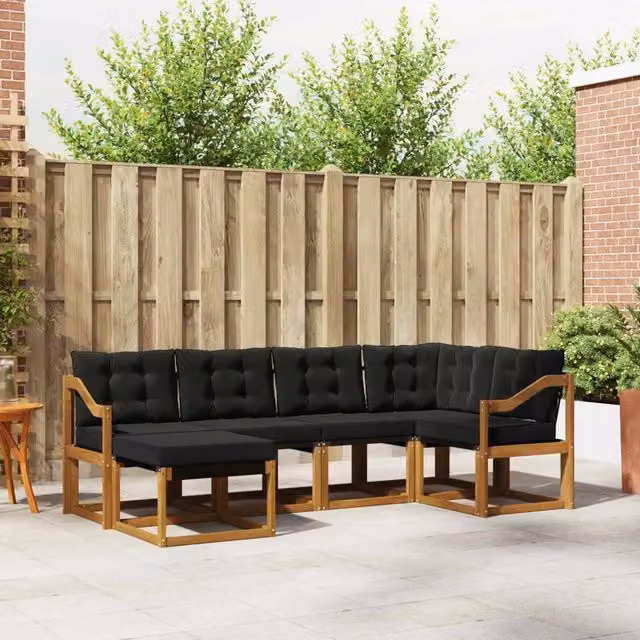Set di divani da esterno 6 pz Naturale e Nero 3368843