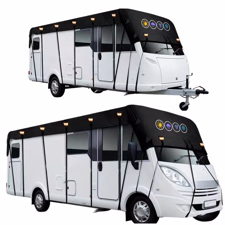Copertura impermeabile nera per camper, per la copertura del tetto, dimensioni 5,5 x 3 metri