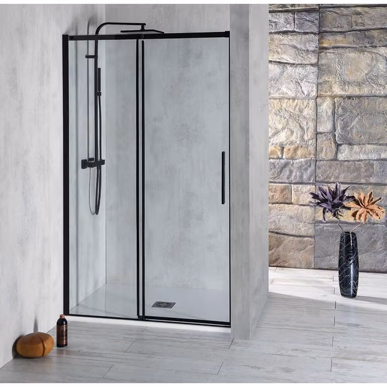 ALTIS LINE BLACK porta ad incasso 1470-1510 mm, altezza 2000 mm, vetro trasparente