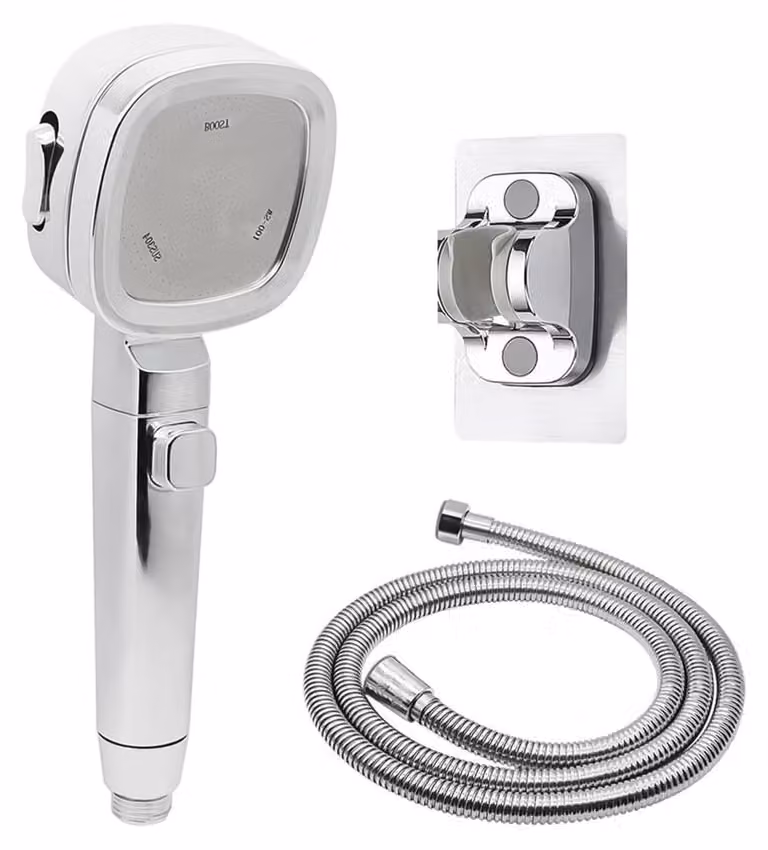 Set per doccia con soffione, tubo flessibile e 3 getti regolabili