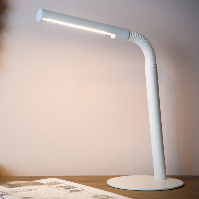 Lucide Lampada da scrivania Gilly, Bianco / Opale, Studio / Ufficio, Metallo, Lampada da tavolo