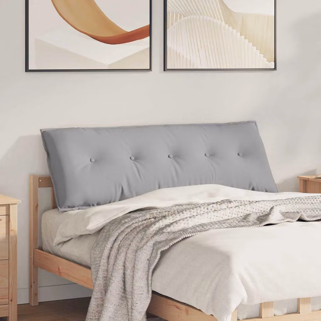 vidaXL Cuscino per Schiena Contornato Grigio in Tessuto di Poliestere L: 140 cm, P: 19 cm, H: 50 cm