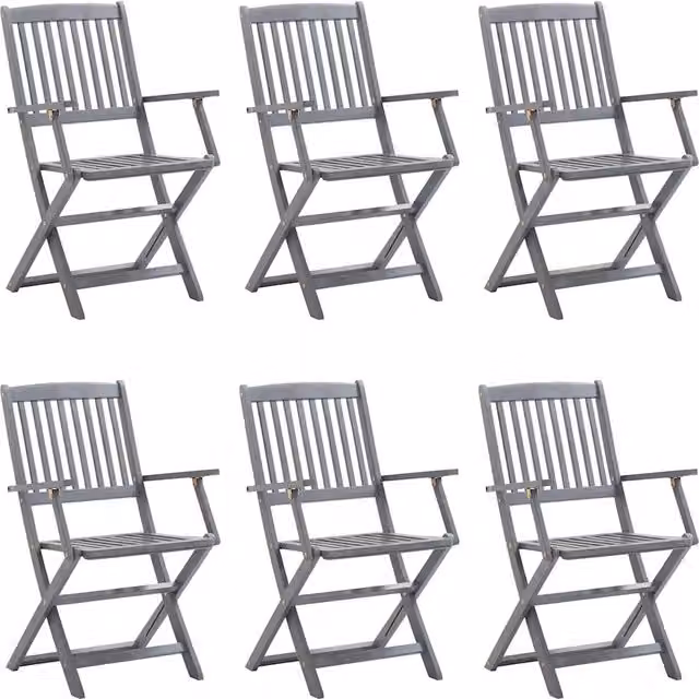 Sedie Pieghevoli 6pz con Cuscini in Massello Acacia 3065409