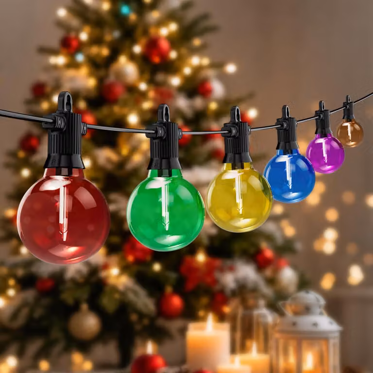 Catena luminosa LED multicolore, 30 metri, grado di protezione IP65, dimmerabile, 50 lampadine, luce bianco caldo