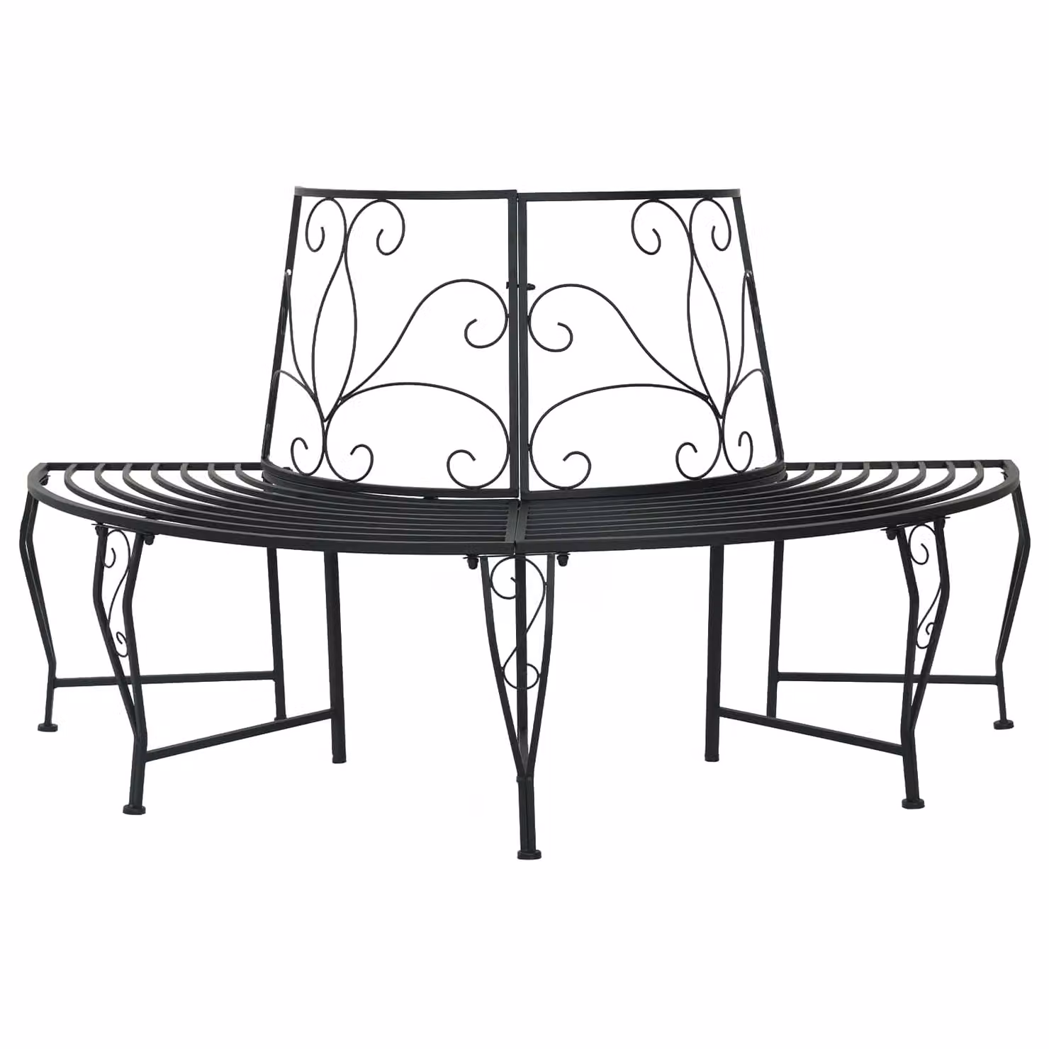 Panchina da giardino vidaXL per 4 persone in acciaio nero L: 160 cm, P: 80 cm, H: 89 cm