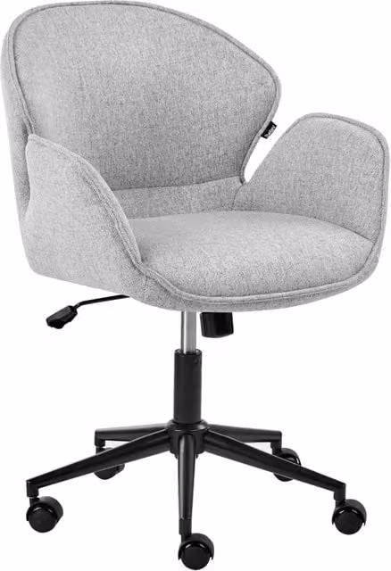 Sedia da ufficio girevole BELIANI in tessuto grigio con struttura in metallo nero, moderna e con braccioli e ruote – 1