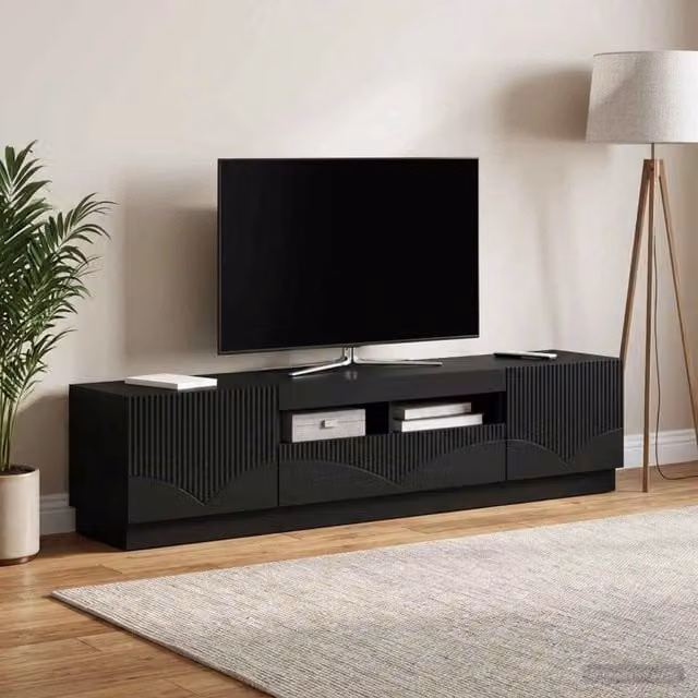 Mobile TV LED HOORN 3 pz Nero Legno ingegnerizzato 3416838