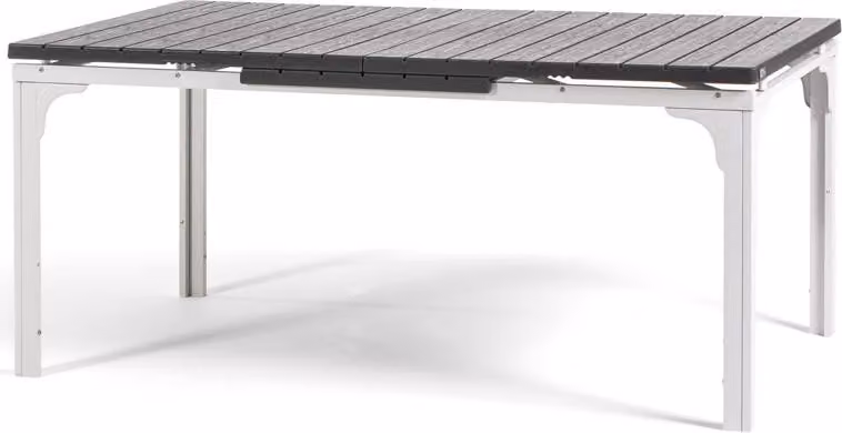 Tavolo da esterno allungabile 180/240x90cm, struttura in acciaio, piano in legno, 10 persone, per giardino o terrazza - THOMAS XL - Bianco/grigio