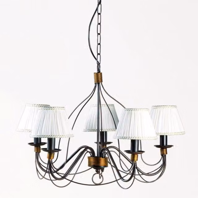 Lampadario 5 luci Fiamma Marrone con paralumi