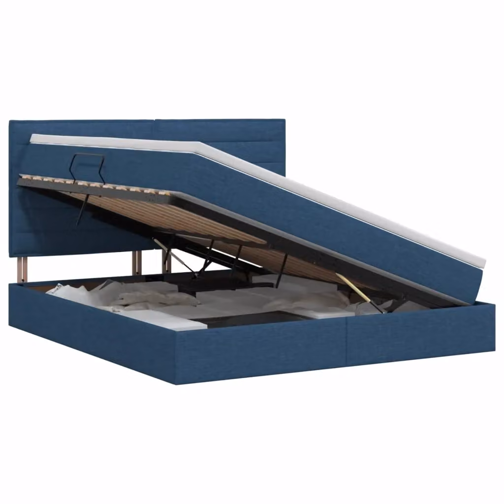 Letto con contenitore moderno vidaXL in tessuto blu L: 180 cm, P: 200 cm, H: 140 cm – 2