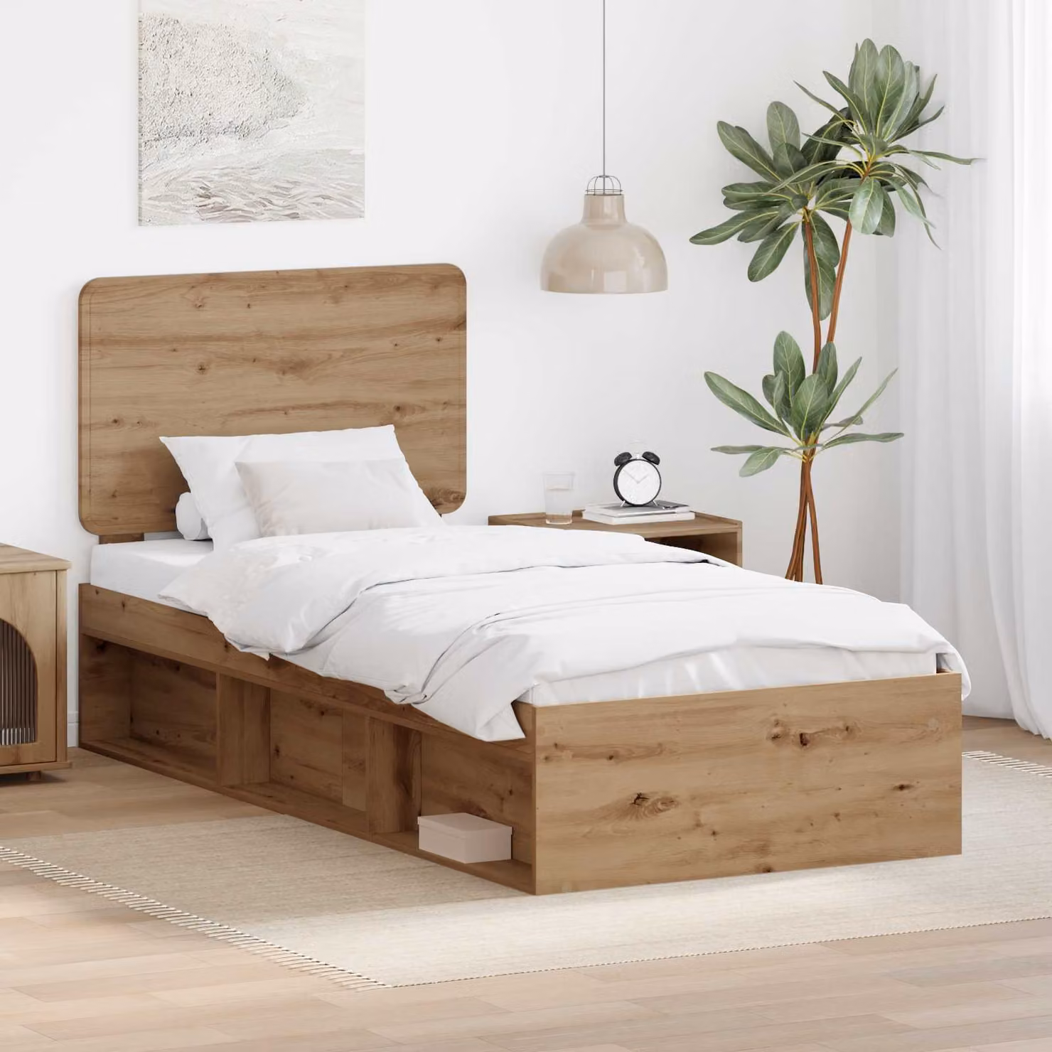 Struttura del letto moderna vidaXL in legno color marrone con doghe fisse L/P: 90 x 190 cm