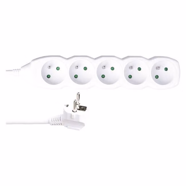 Cavo di prolunga - 5 prese, 3 m, 3×1,5 mm2, bianco 70065