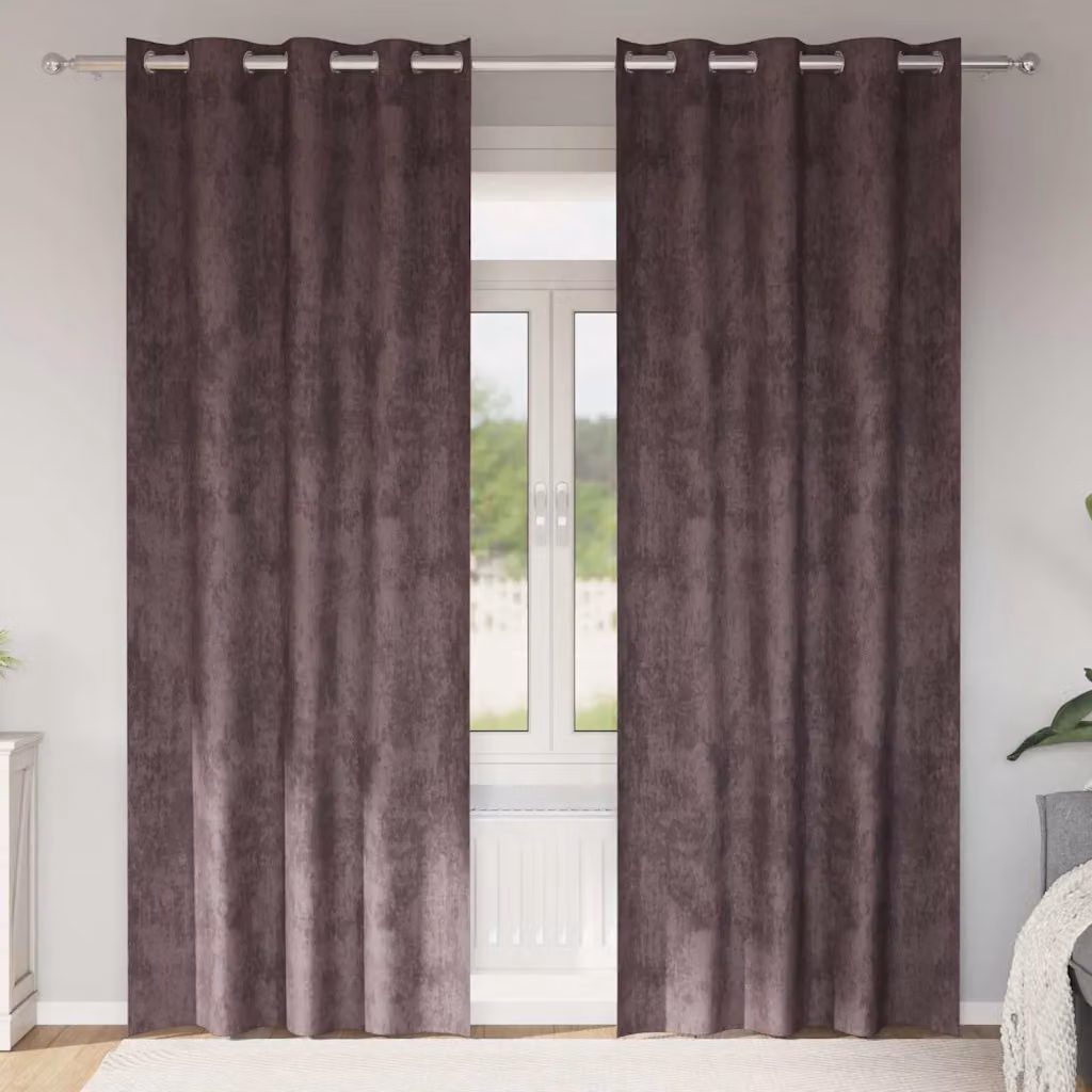 Set di 2 tende blackout in velluto vidaXL marroni con isolamento termico, L: 140 cm, H: 245 cm