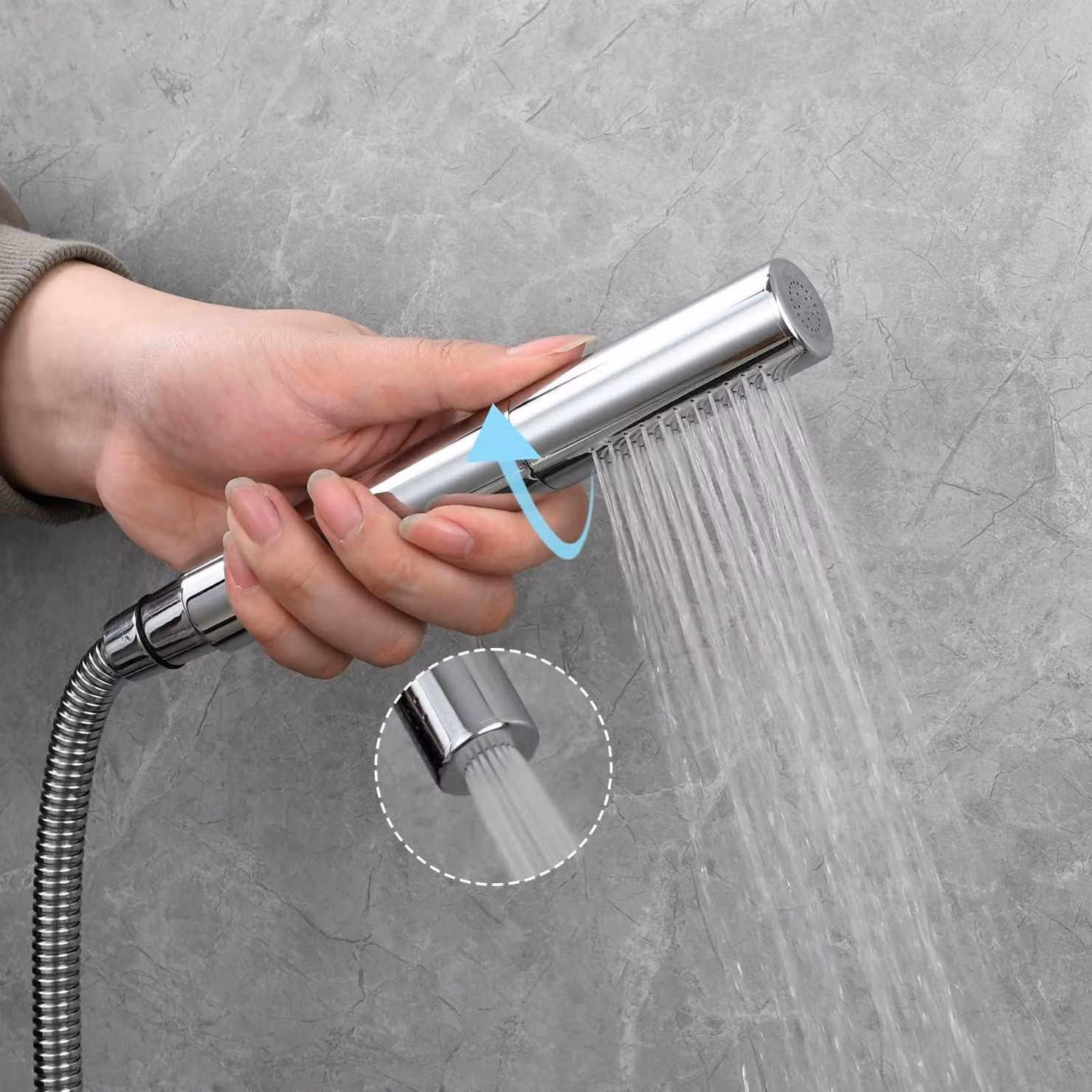 Rubinetto a due getti, in ottone cromato, a risparmio idrico, attacco 1/2" IPS