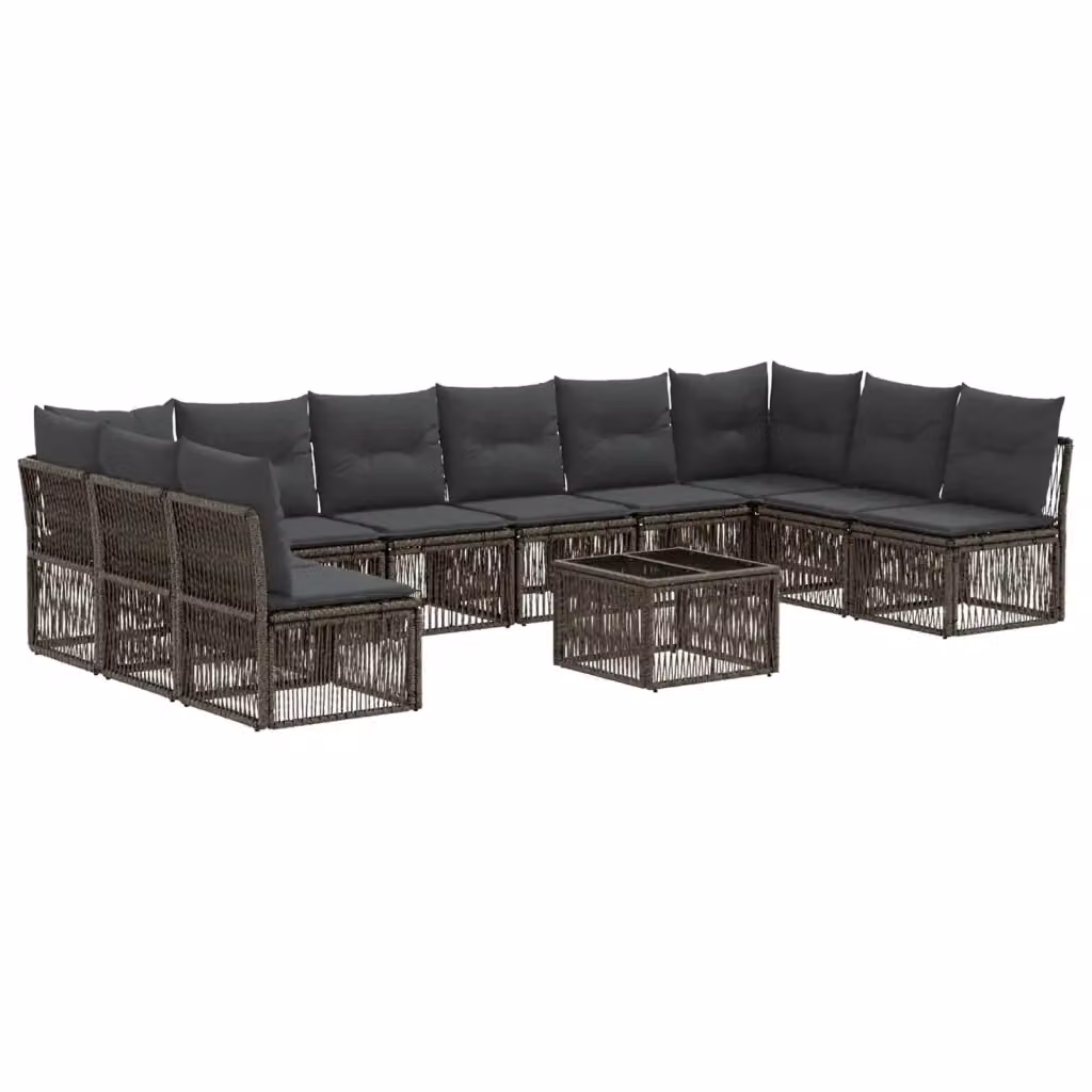 Set Divano da Giardino vidaXL in Polyrattan Grigio con Tavolino e Cuscini 11 Pezzi – 2