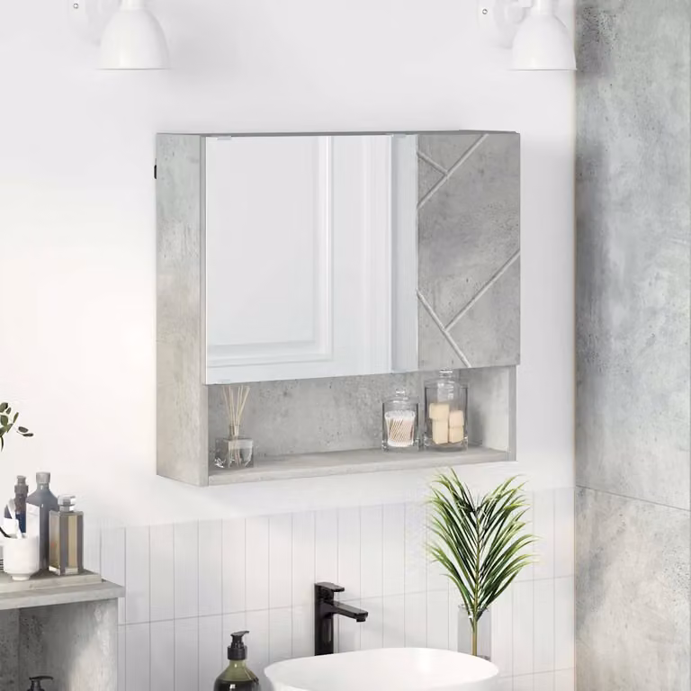vidaXL Mobiletto per specchio da parete Grigio, L: 59 cm, P: 17 cm, H: 55 cm