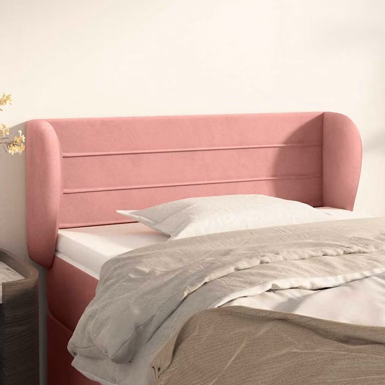Testiera ad orecchio vidaXL in velluto rosa per camera da letto L: 103 cm, P: 23 cm, H: 78-88 cm
