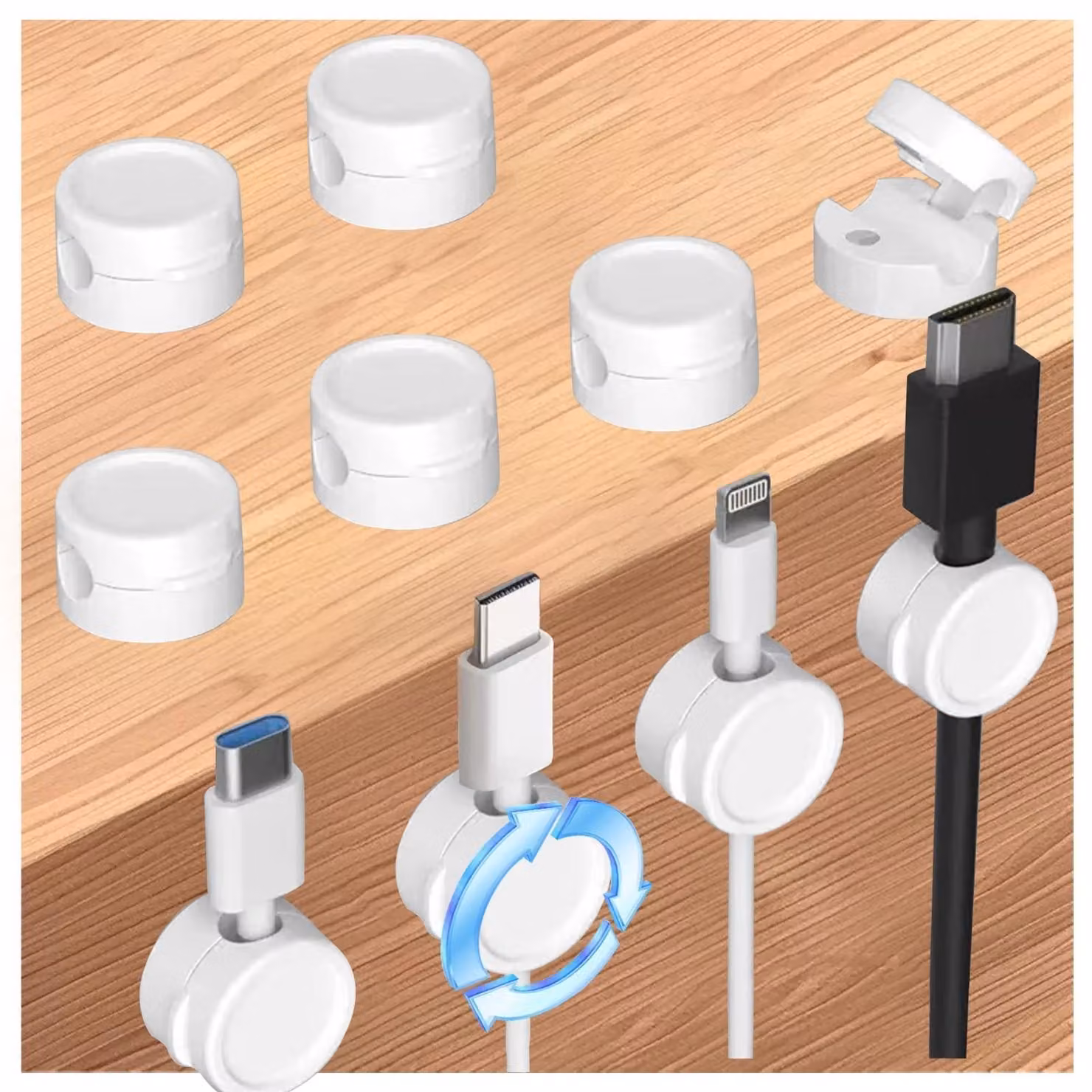 Solidchoice - Set di 8 organizzatori di cavi per scrivania