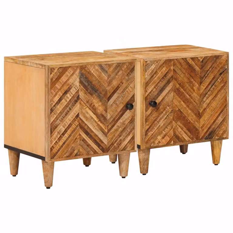 Set di 2 comodini moderni vidaXL in legno di mango massello marrone L/P/H: 40 x 33 x 46 cm