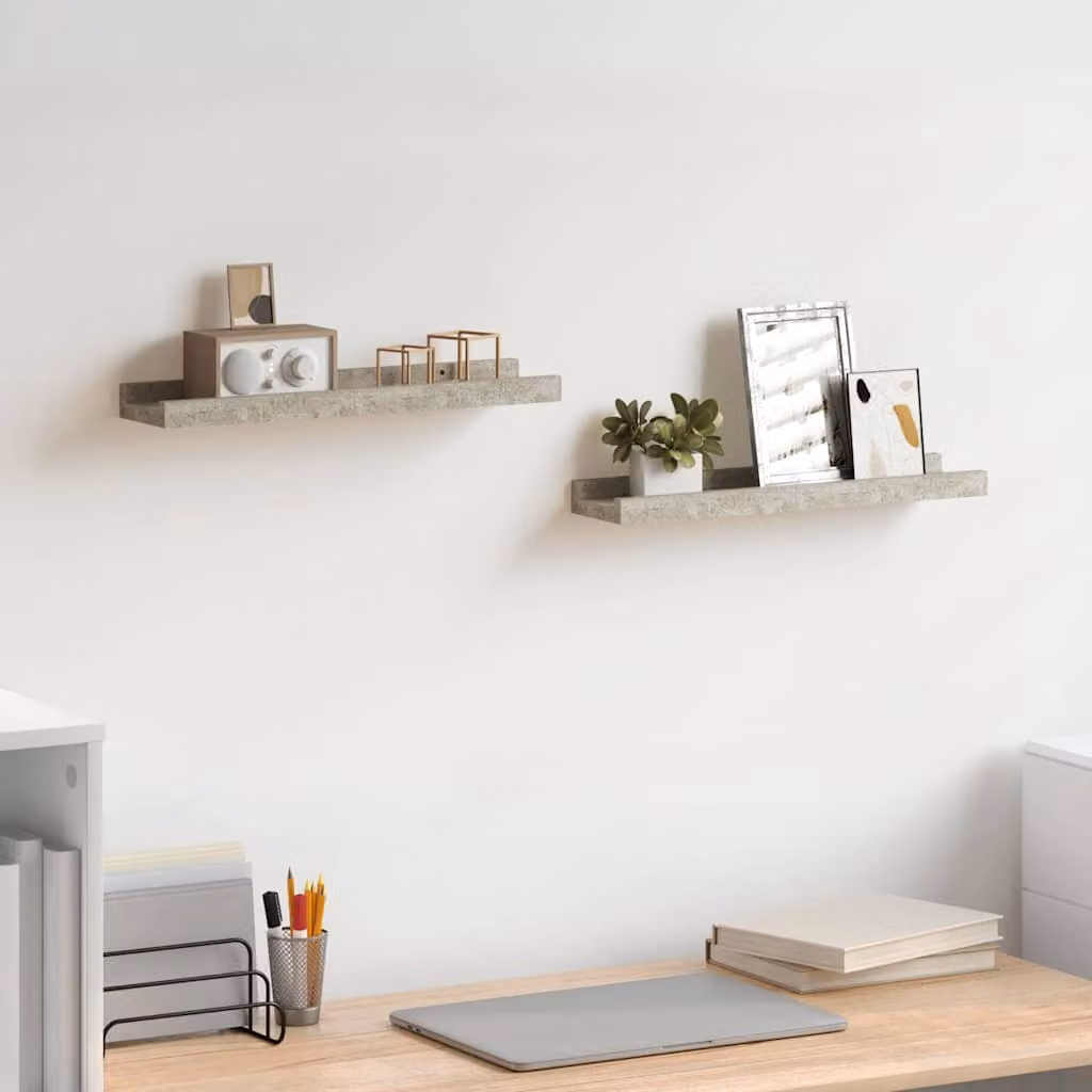 Set di 2 mensole da parete vidaXL in stile moderno, colore grigio, L: 40 cm, P: 9 cm, H: 3 cm