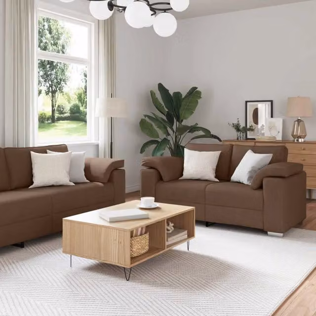 Set di 2 divani vidaXL in tessuto marrone per soggiorno o giardino – 1