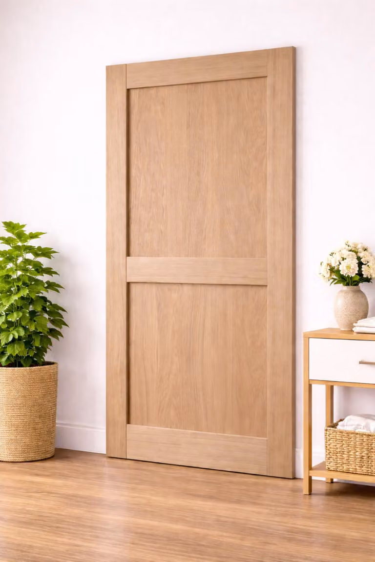 Porta scorrevole da officina con 2 pannelli in quercia H204 x L73 cm, GD MENUISERIES