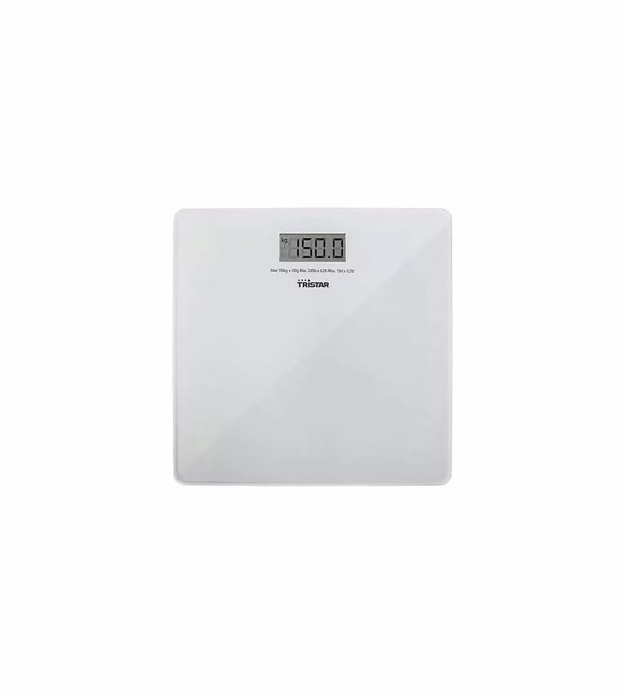 Tristar Bilancia pesapersone digitale 30x30 cm vetro grigio 150 kg