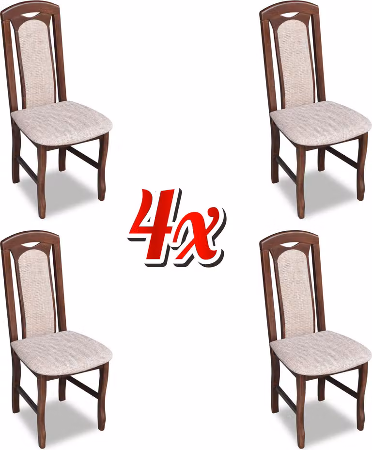 Esszimmer Garnitur Holz Lehn Leder Textil Stuhl Gruppe 4x Stühle Set Wohn