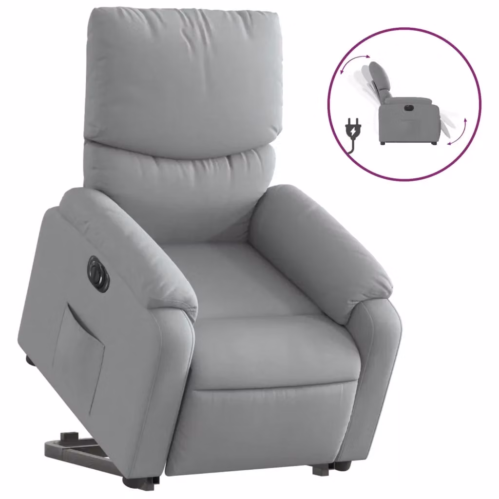 Poltrona Reclinante Alzapersona Elettrica vidaXL Grigio con Braccioli e Rivestimento in Tessuto e Finta Pelle – 2